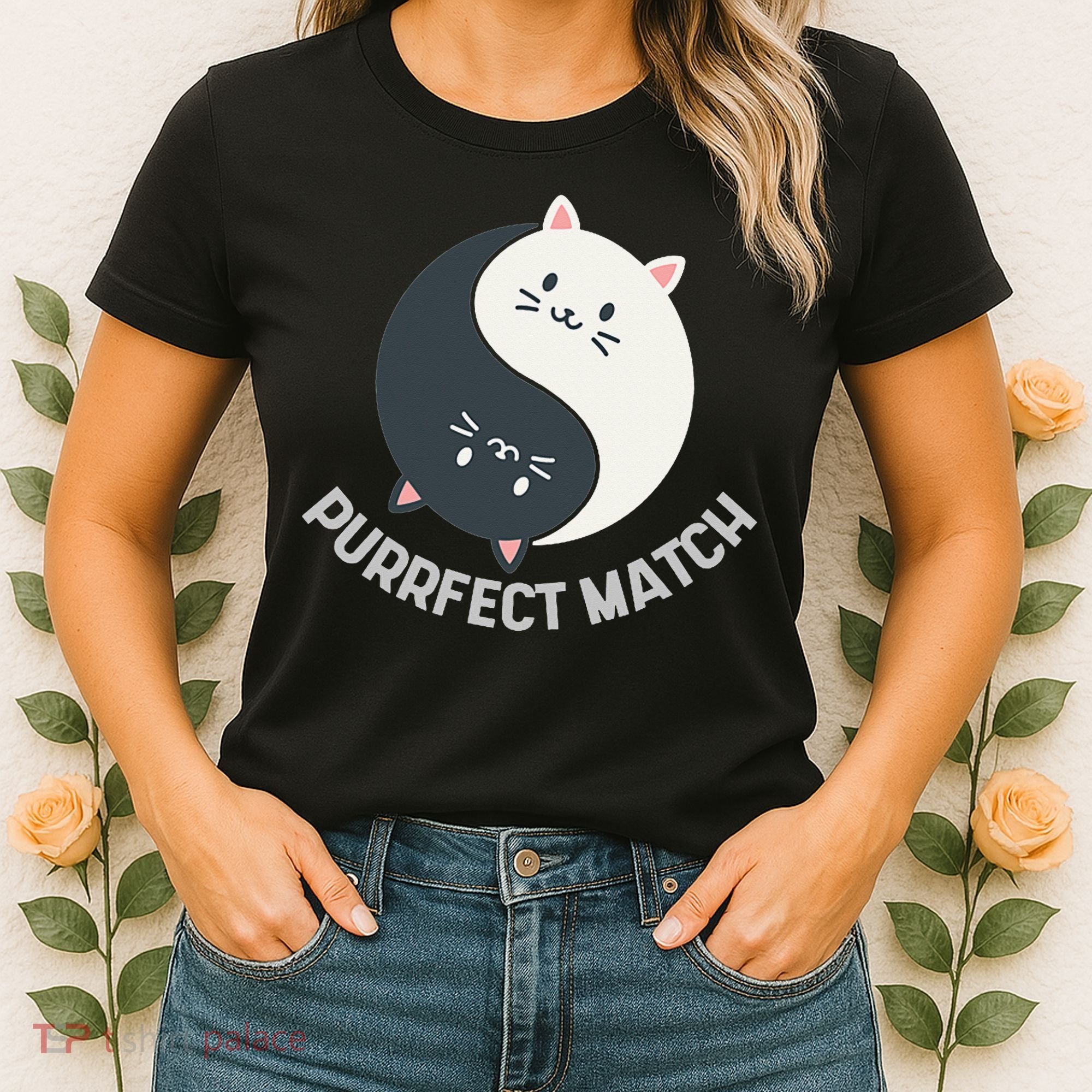 Purrfect Match Balance Cats Cute Kawaii Art Women's T-Shirt