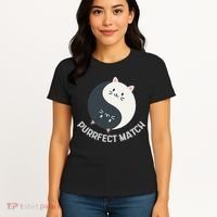 Purrfect Match Balance Cats Cute Kawaii Art Women's T-Shirt thumb 4