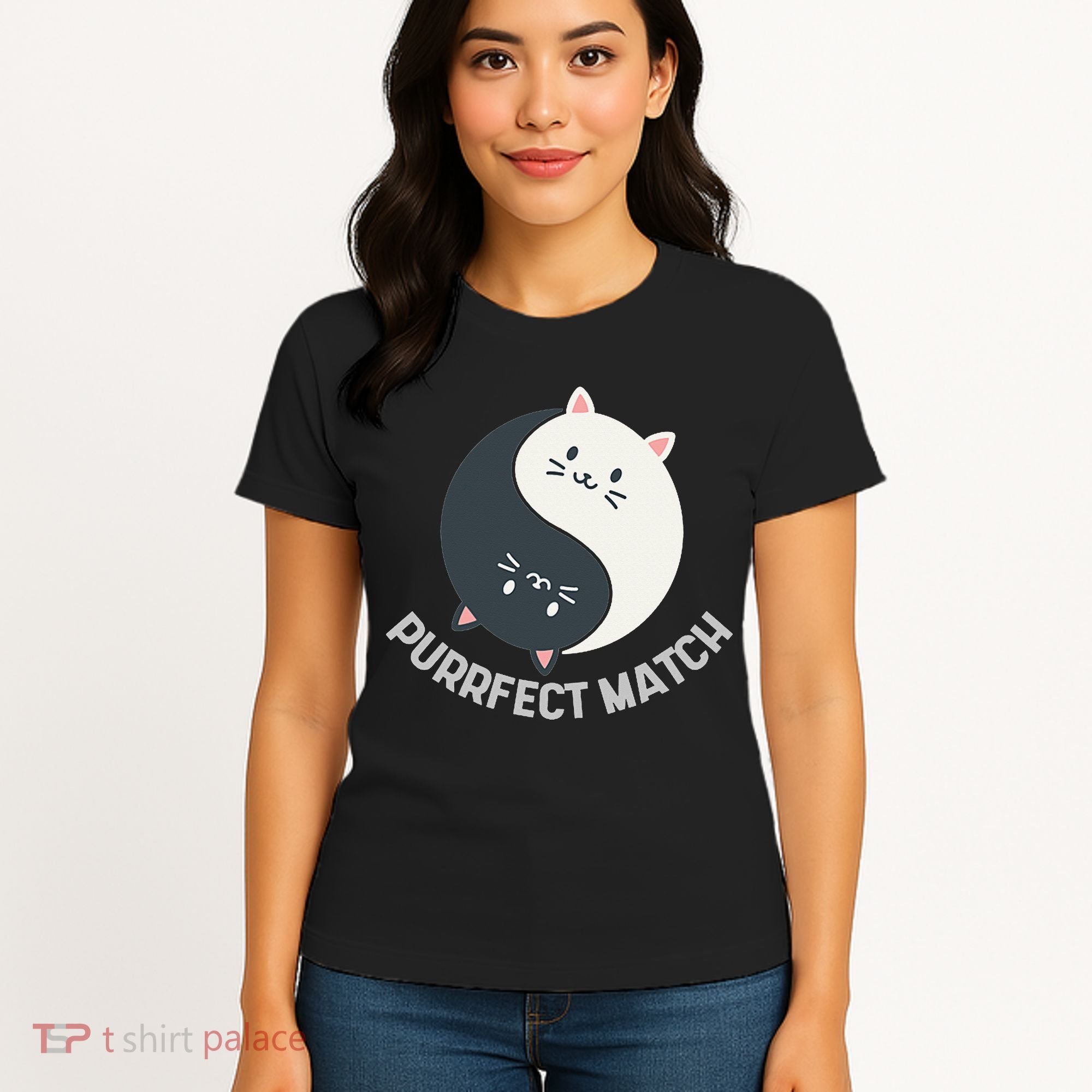 Purrfect Match Balance Cats Cute Kawaii Art Women's T-Shirt