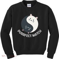 Purrfect Match Balance Cats Cute Kawaii Art Kids Sweatshirt thumb 0