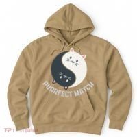 Purrfect Match Balance Cats Cute Kawaii Art Hoodie thumb 0