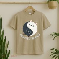 Purrfect Match Balance Cats Cute Kawaii Art T-Shirt thumb 2