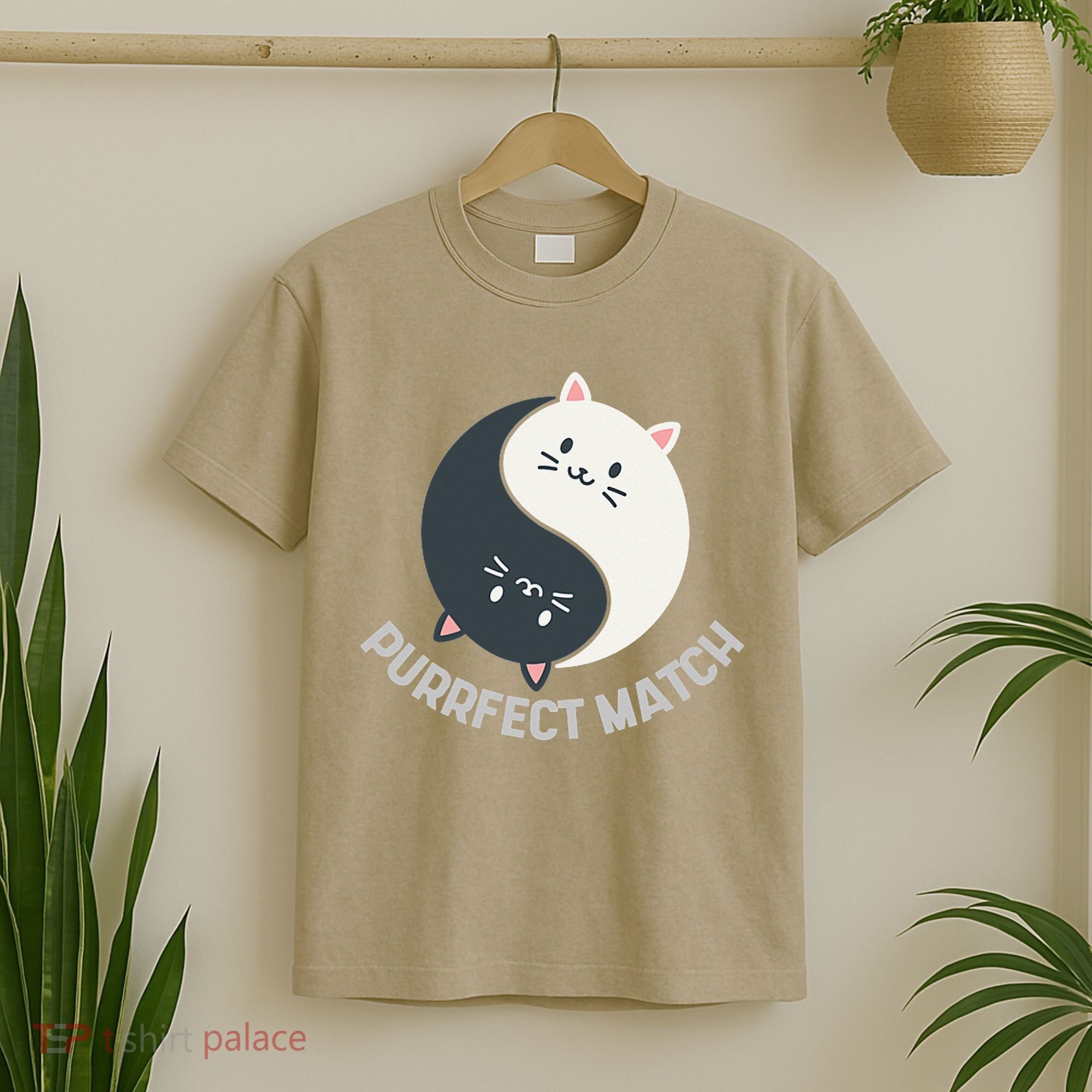 Purrfect Match Balance Cats Cute Kawaii Art T-Shirt