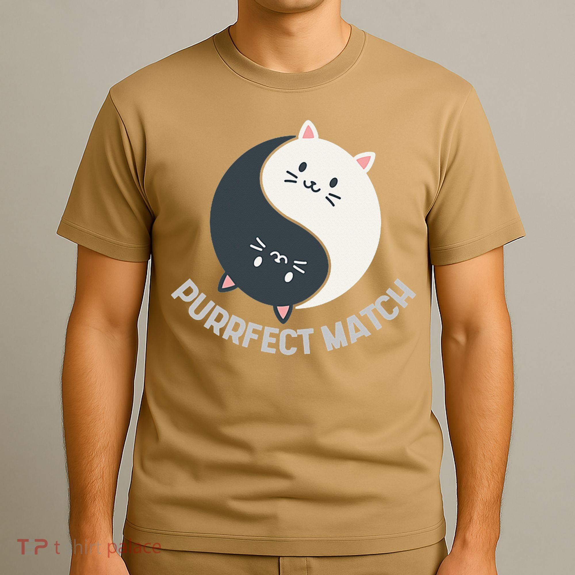 Purrfect Match Balance Cats Cute Kawaii Art T-Shirt