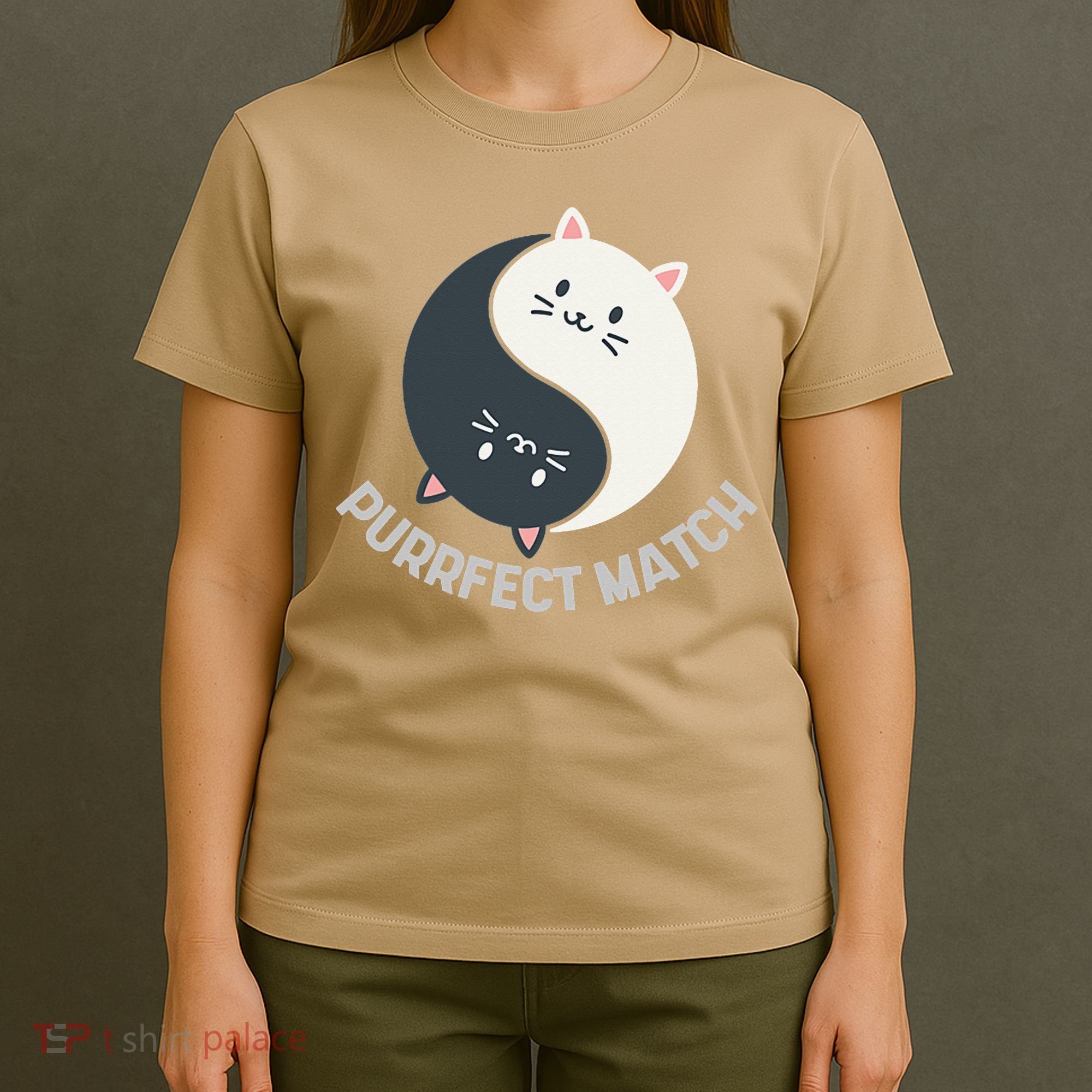 Purrfect Match Balance Cats Cute Kawaii Art T-Shirt