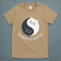 Purrfect Match Balance Cats Cute Kawaii Art T-Shirt thumb 5