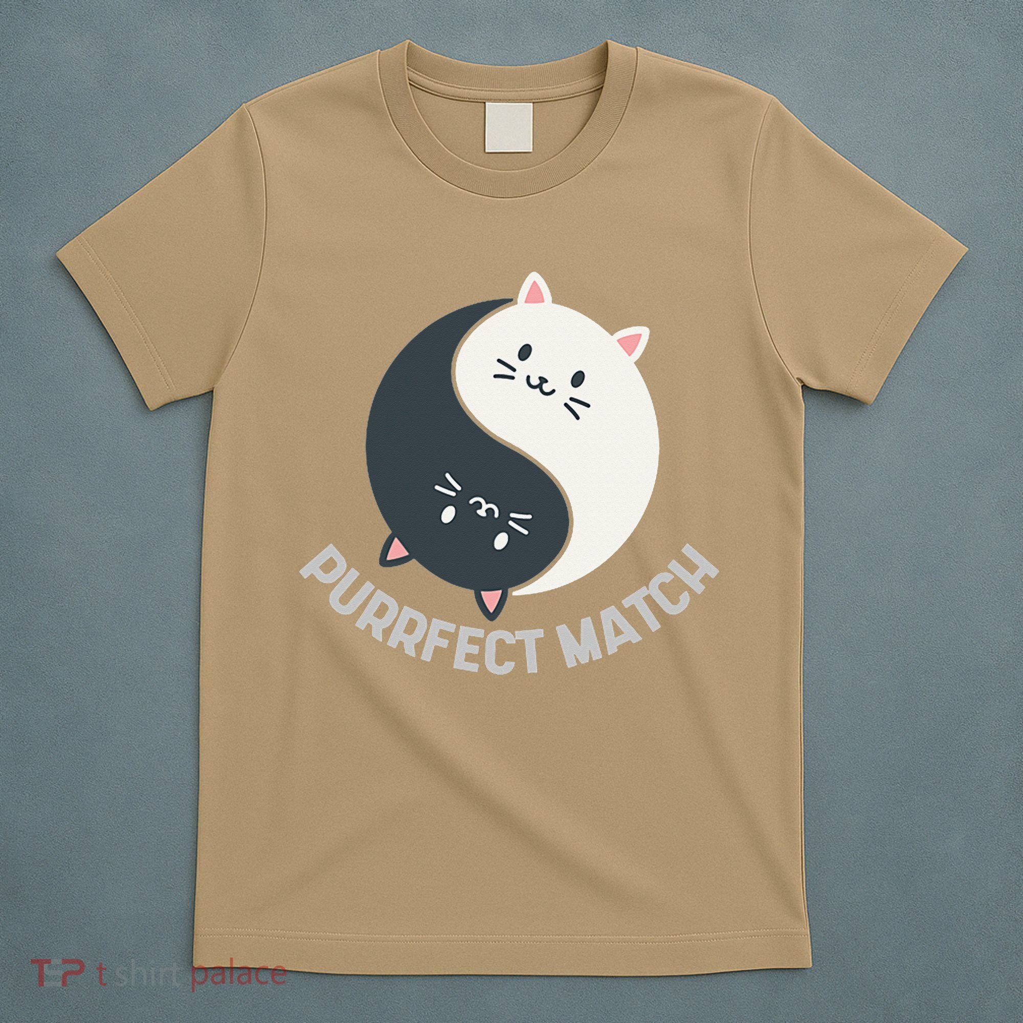 Purrfect Match Balance Cats Cute Kawaii Art T-Shirt
