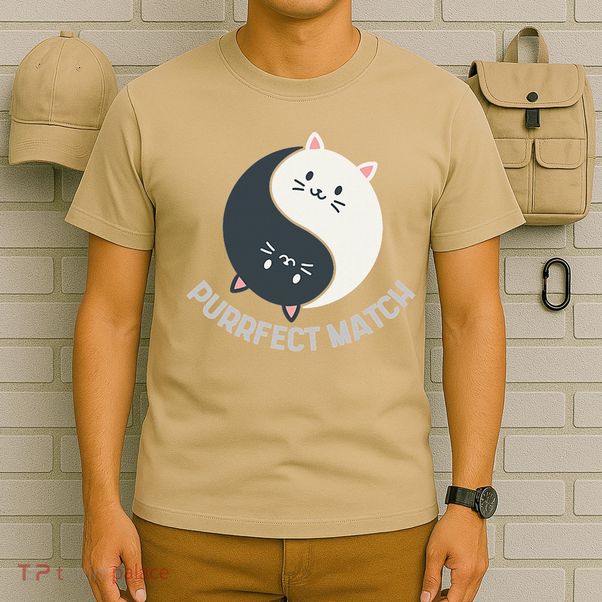 Purrfect Match Balance Cats Cute Kawaii Art T-Shirt