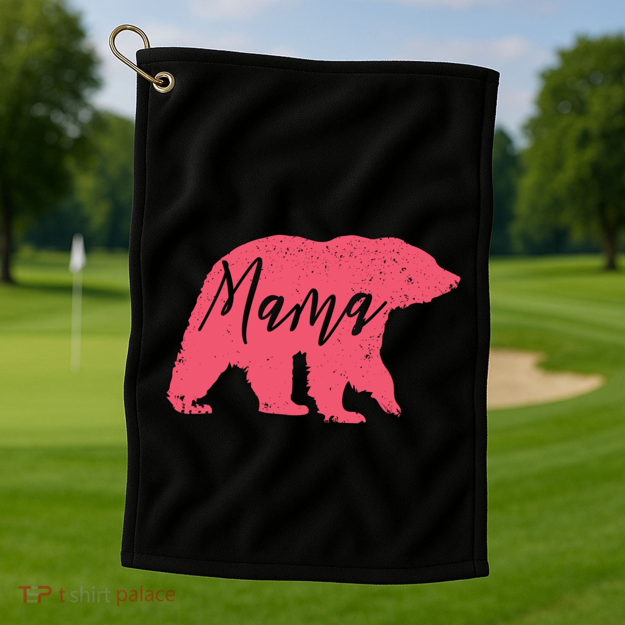 Pink Mama Bear Golf Towel