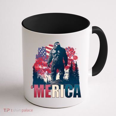 Patriotic Merica Bigfoot Sasquatch Coffee Mug back