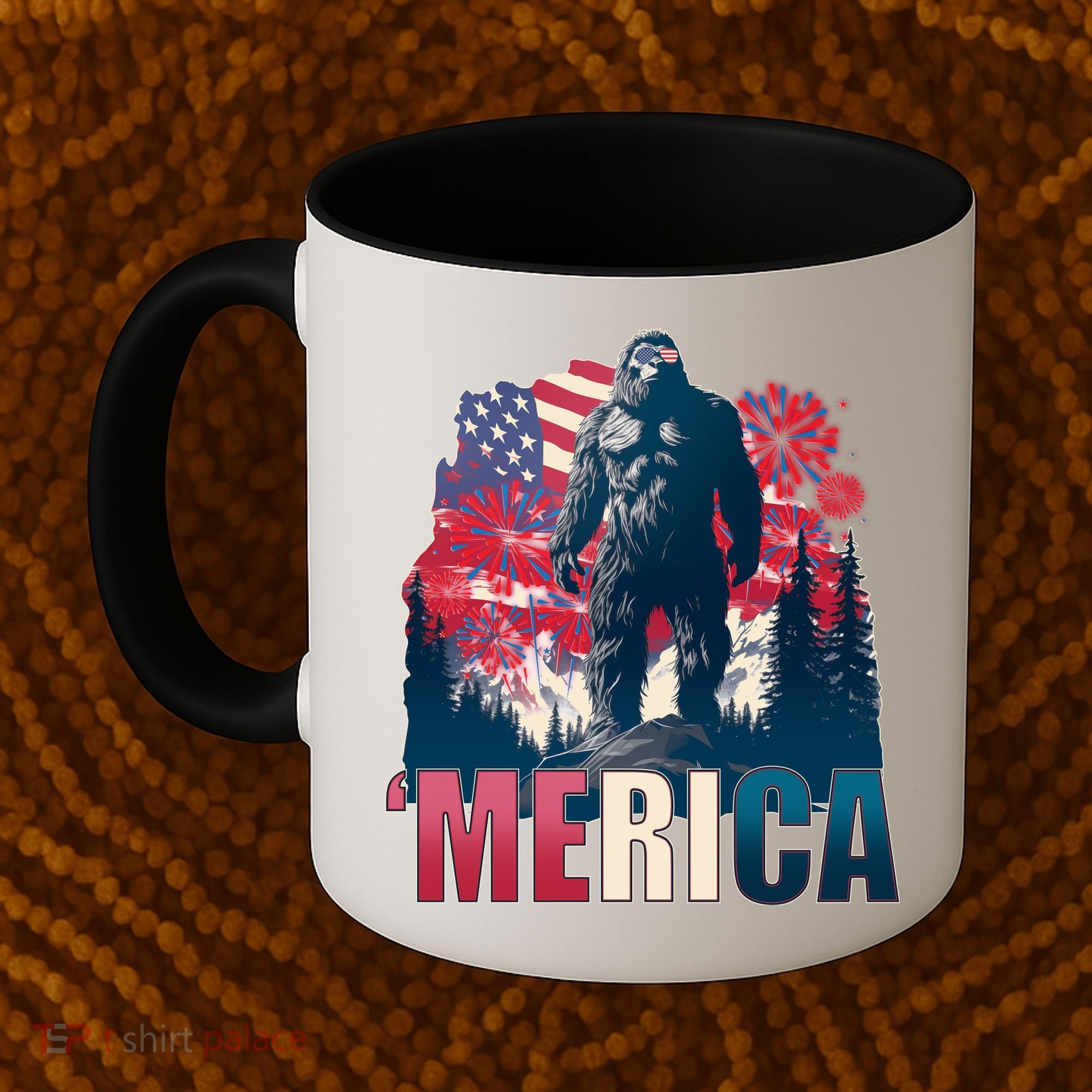 Patriotic Merica Bigfoot Sasquatch Coffee Mug