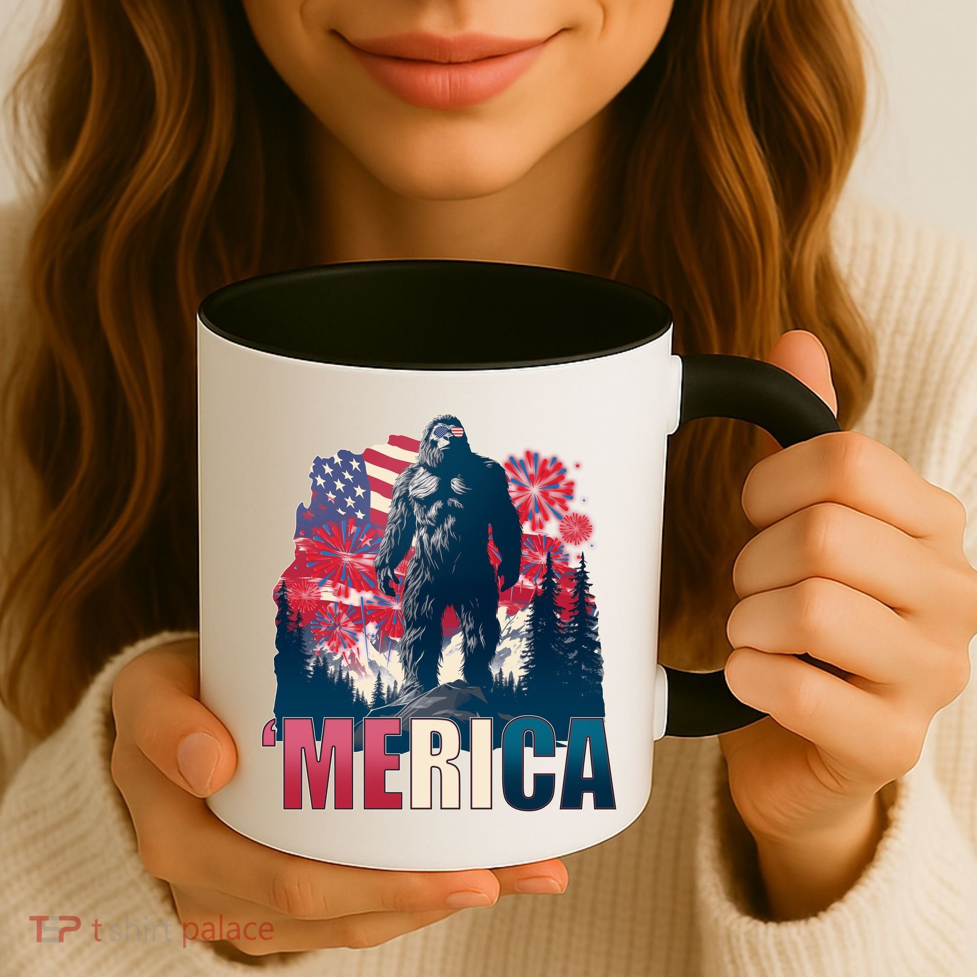 Patriotic Merica Bigfoot Sasquatch Coffee Mug
