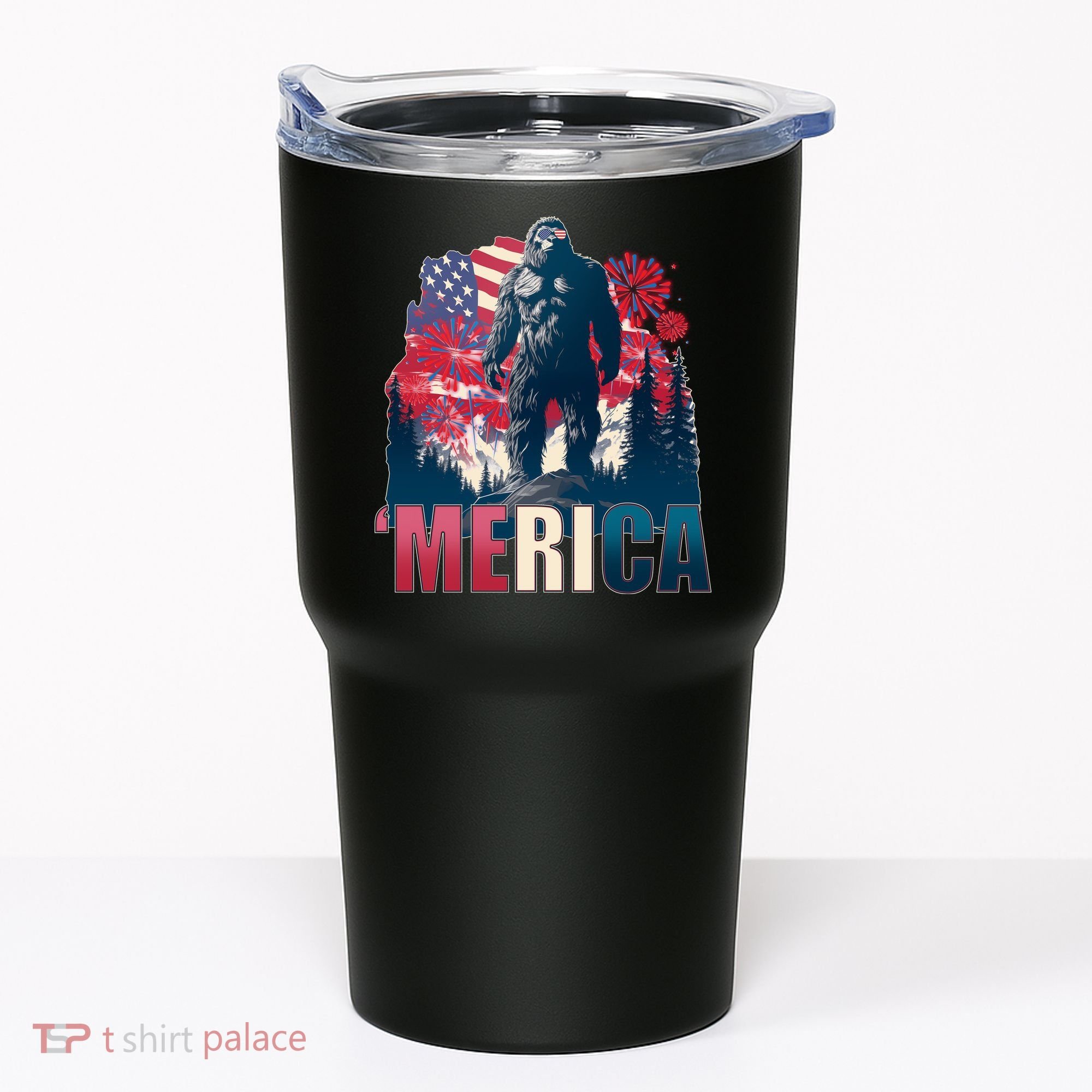 Patriotic Merica Bigfoot Sasquatch Tumbler