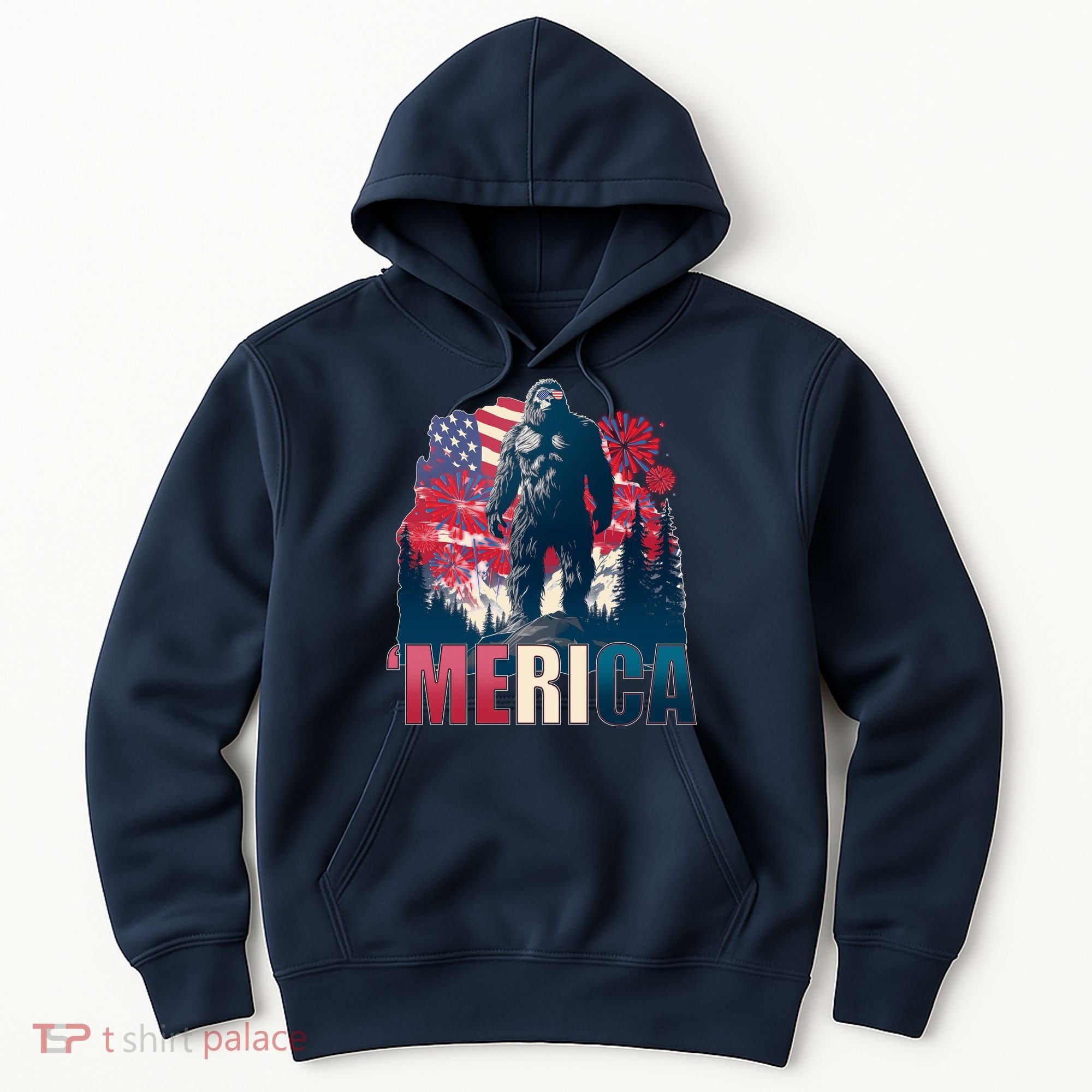 Patriotic Merica Bigfoot Sasquatch Hoodie
