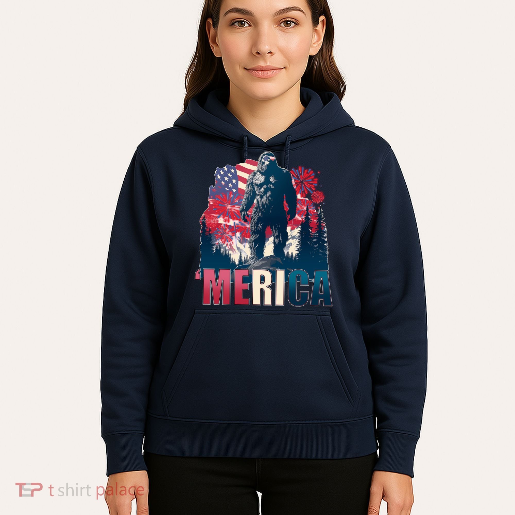 Patriotic Merica Bigfoot Sasquatch Hoodie