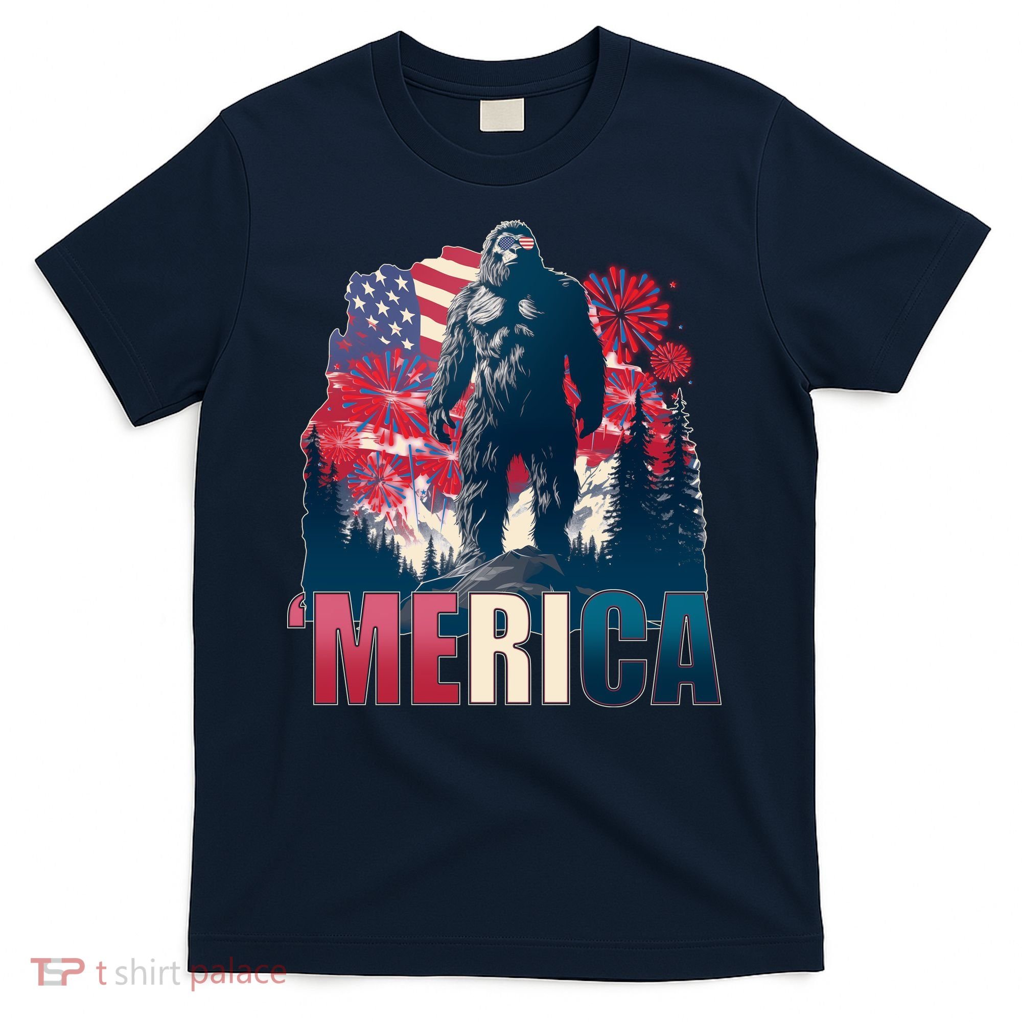 Patriotic Merica Bigfoot Sasquatch T-Shirt