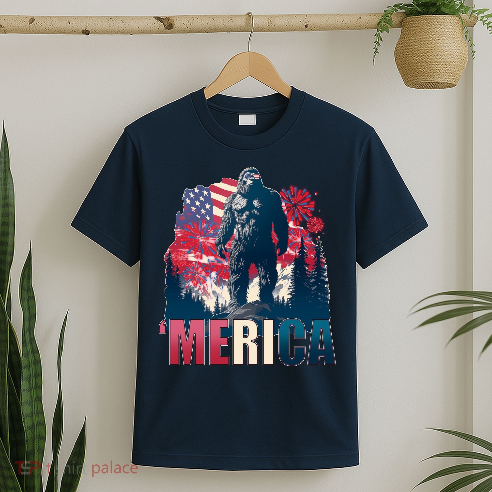 Patriotic Merica Bigfoot Sasquatch T-Shirt