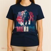 Patriotic Merica Bigfoot Sasquatch T-Shirt thumb 4