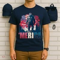 Patriotic Merica Bigfoot Sasquatch T-Shirt thumb 6