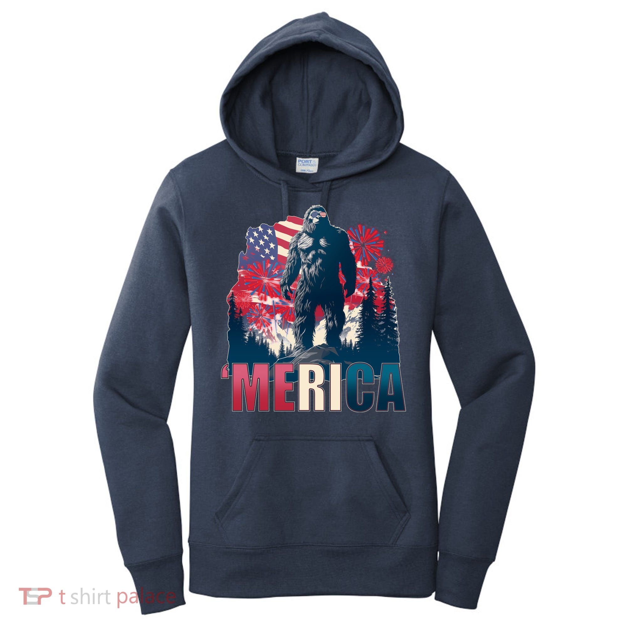 Patriotic Merica Bigfoot Sasquatch Women's Hoodie
