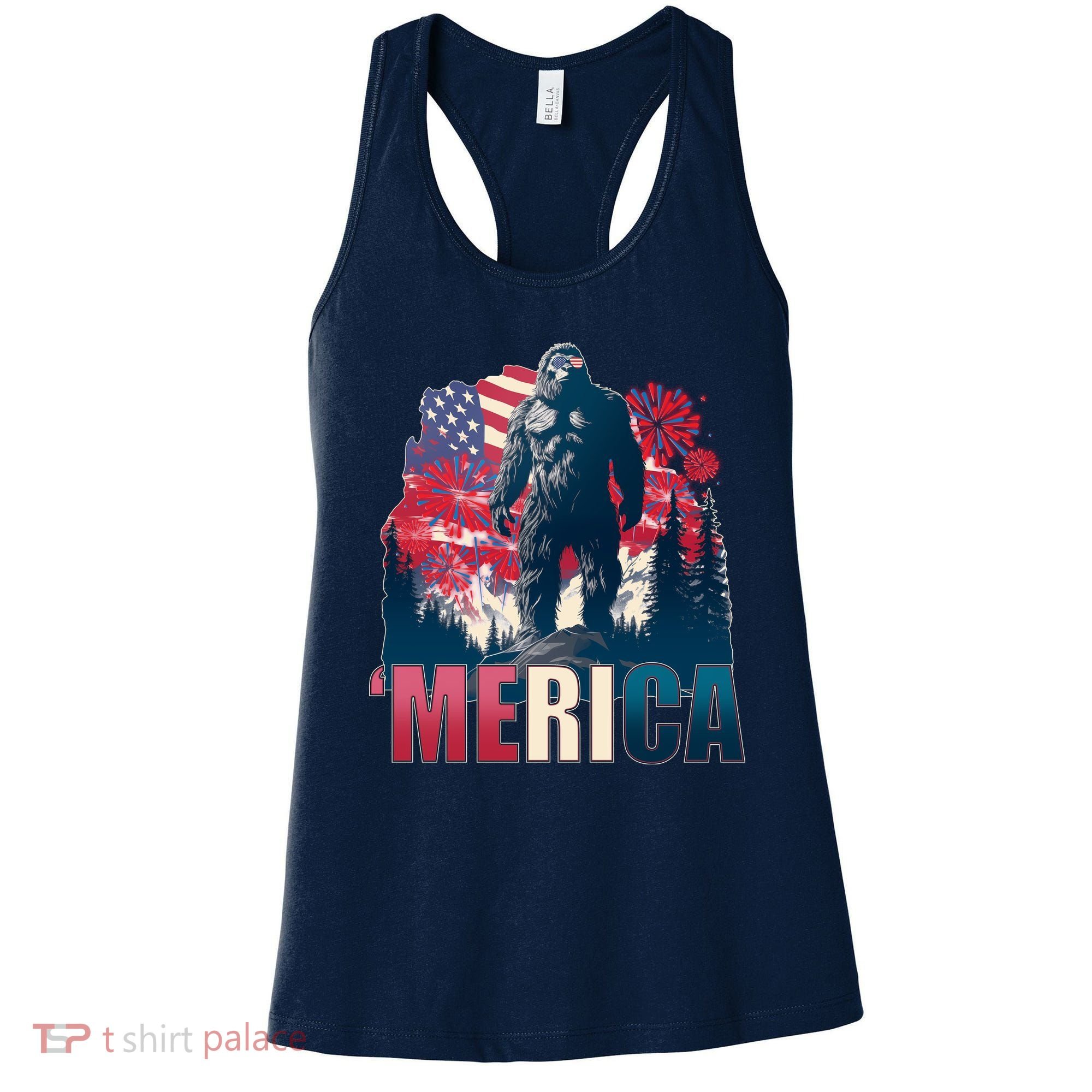 Patriotic Merica Bigfoot Sasquatch Women's Tank Top