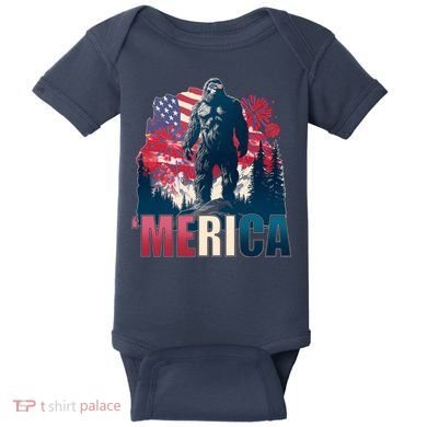 Patriotic Merica Bigfoot Sasquatch Baby Bodysuit