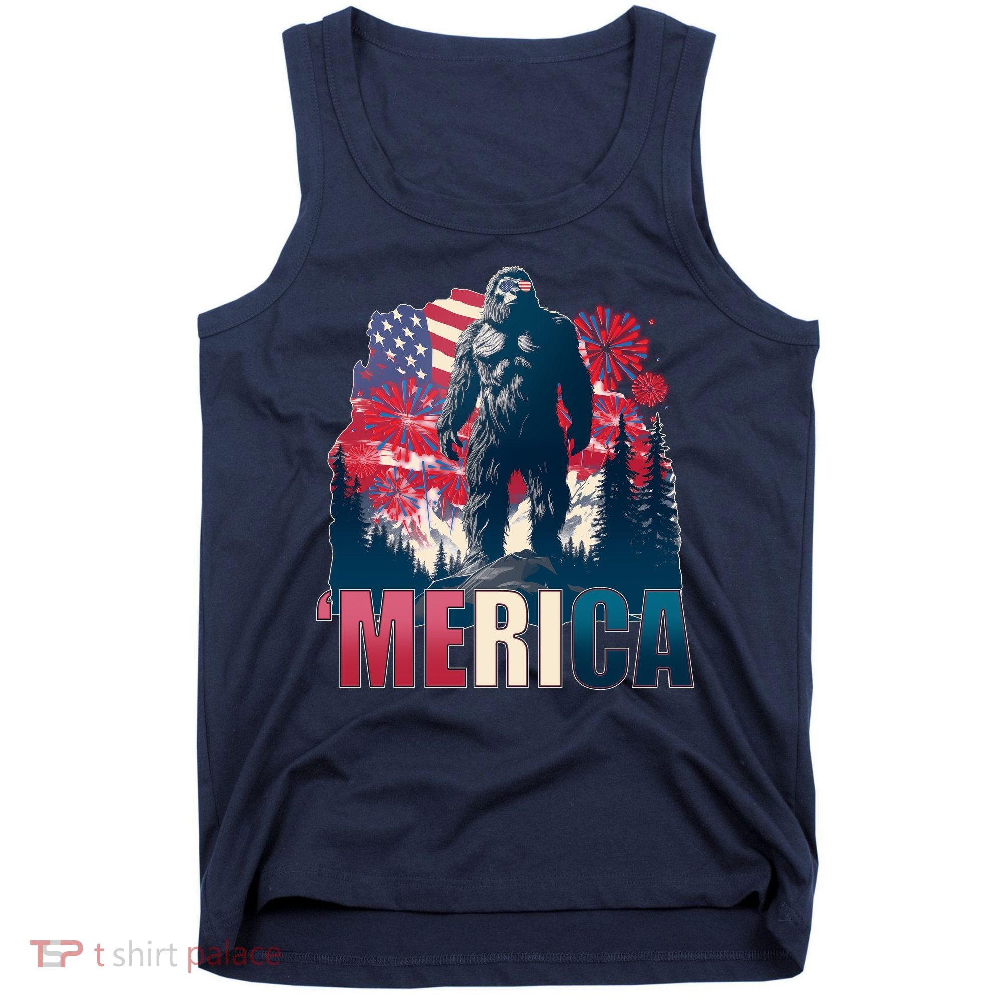 Patriotic Merica Bigfoot Sasquatch Tank Top