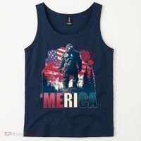 Patriotic Merica Bigfoot Sasquatch Tank Top thumb 2