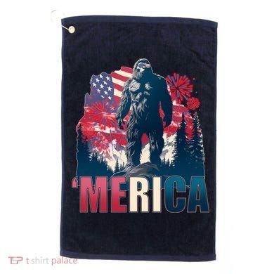 Patriotic Merica Bigfoot Sasquatch Golf Towel