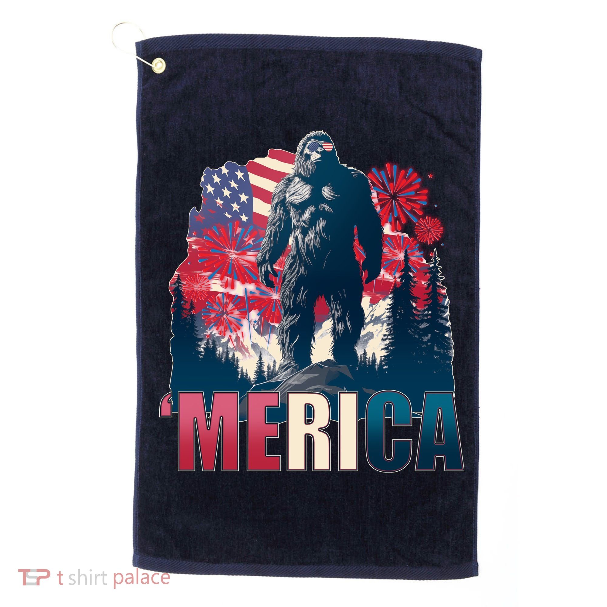Patriotic Merica Bigfoot Sasquatch Golf Towel