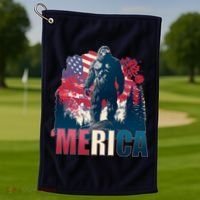 Patriotic Merica Bigfoot Sasquatch Golf Towel thumb 1