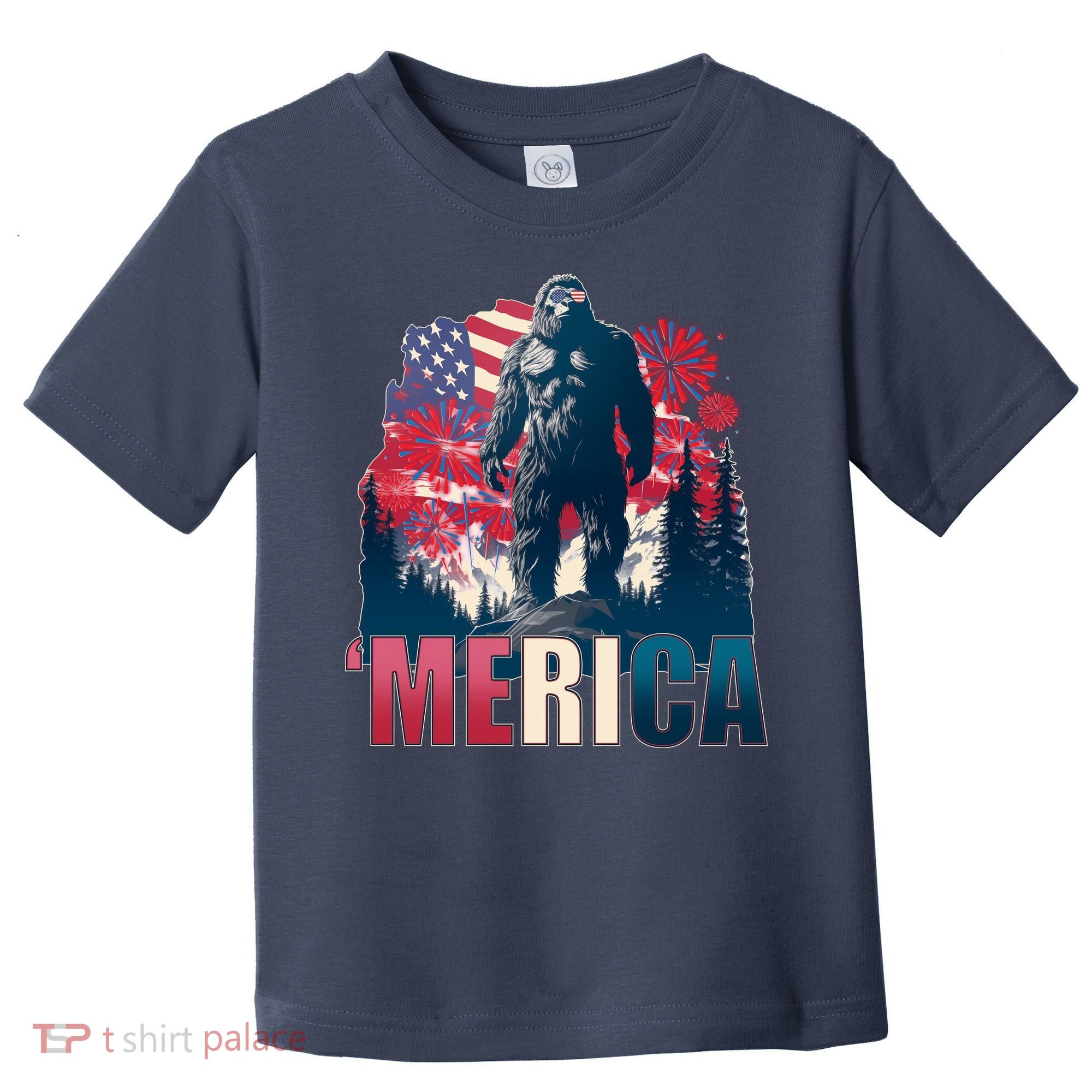 Patriotic Merica Bigfoot Sasquatch Toddler T-Shirt