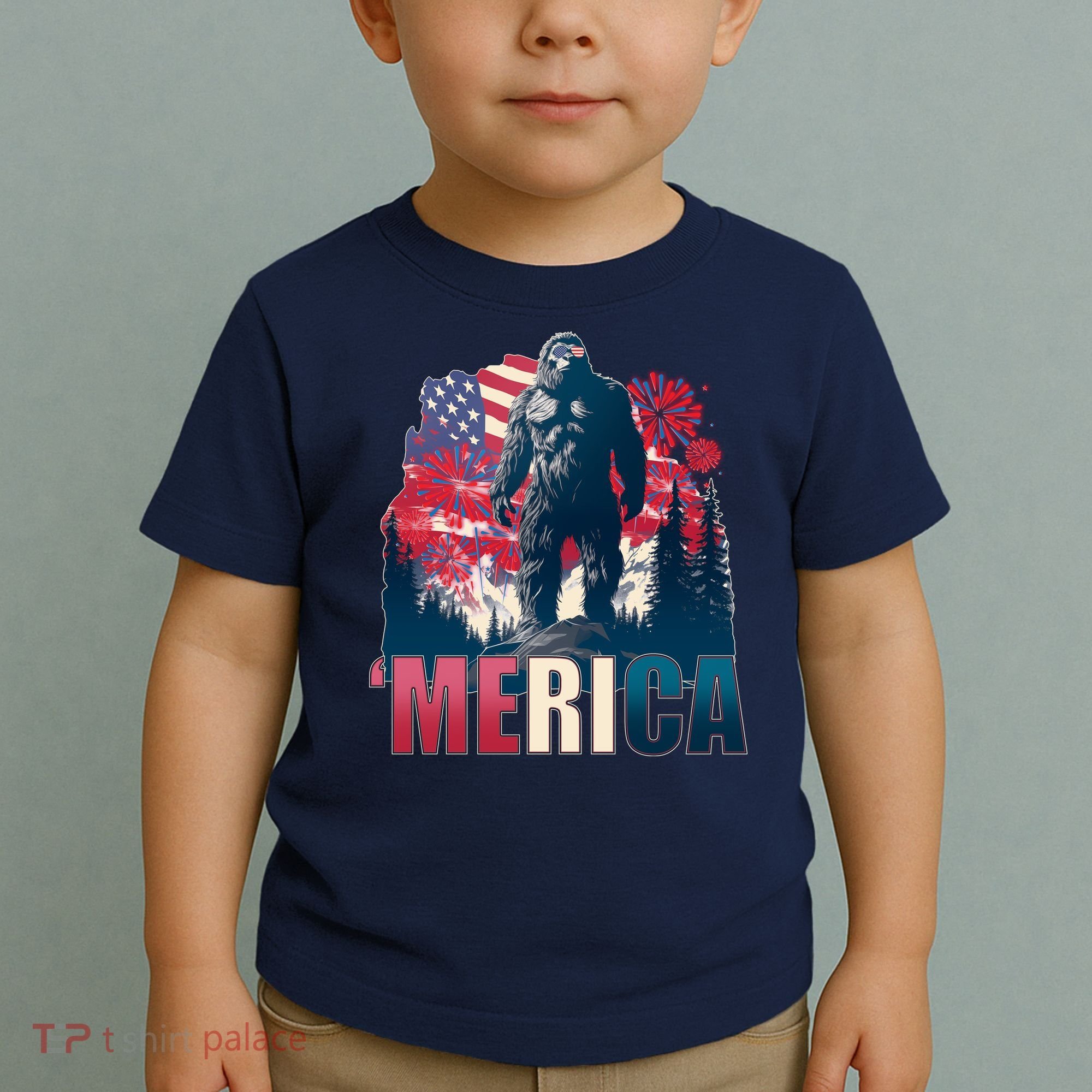 Patriotic Merica Bigfoot Sasquatch Toddler T-Shirt