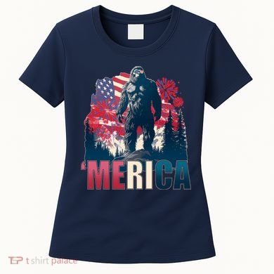 Patriotic Merica Bigfoot Sasquatch Women's T-Shirt