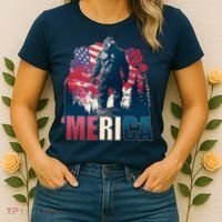 Patriotic Merica Bigfoot Sasquatch Women's T-Shirt thumb 2