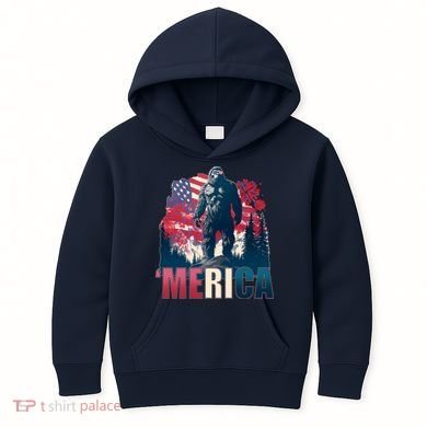 Patriotic Merica Bigfoot Sasquatch Kids Hoodie