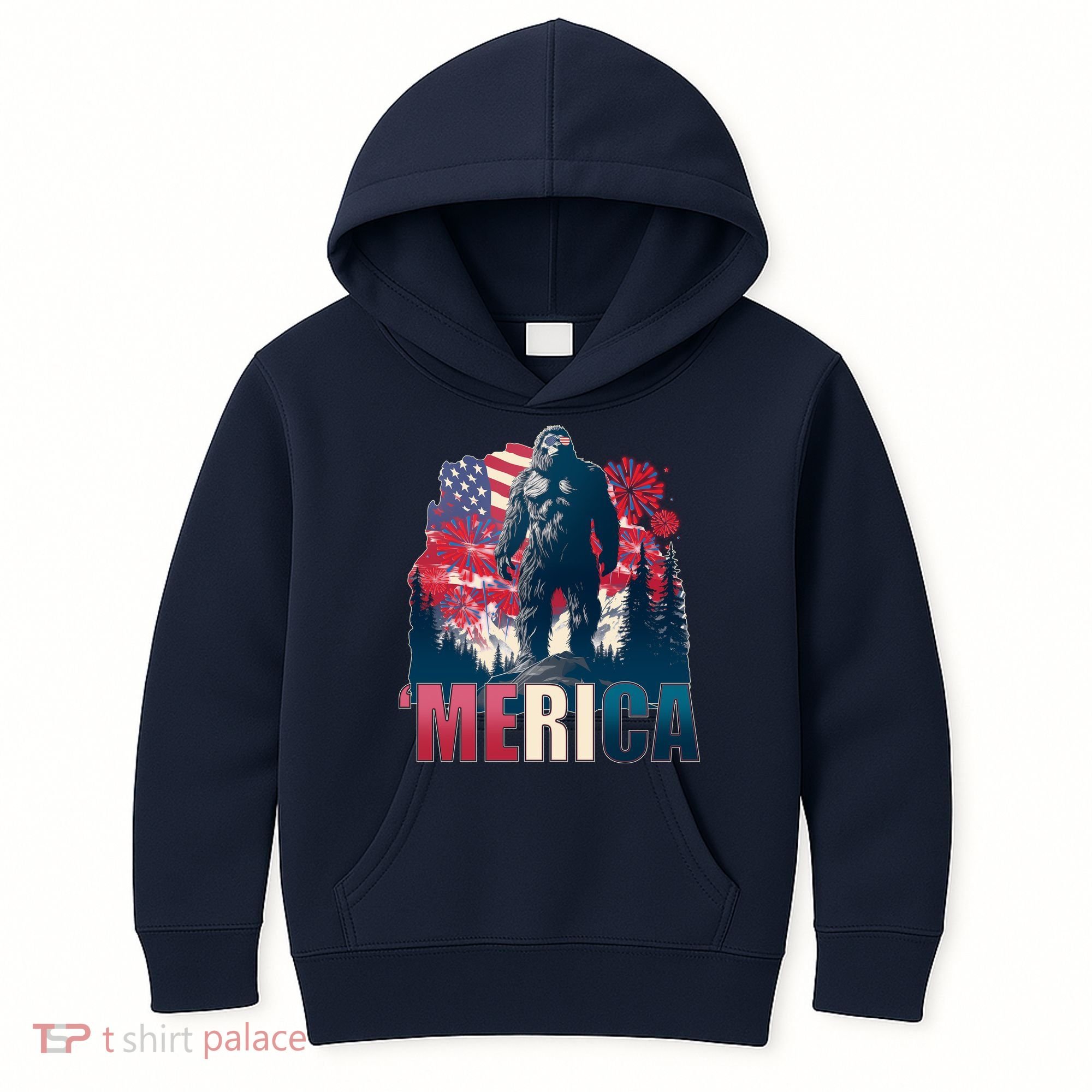 Patriotic Merica Bigfoot Sasquatch Kids Hoodie