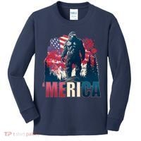 Patriotic Merica Bigfoot Sasquatch Kids Long Sleeve Shirt thumb 0