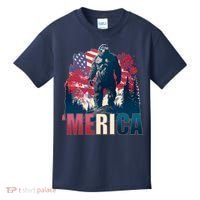 Patriotic Merica Bigfoot Sasquatch Kids T-Shirt thumb 0