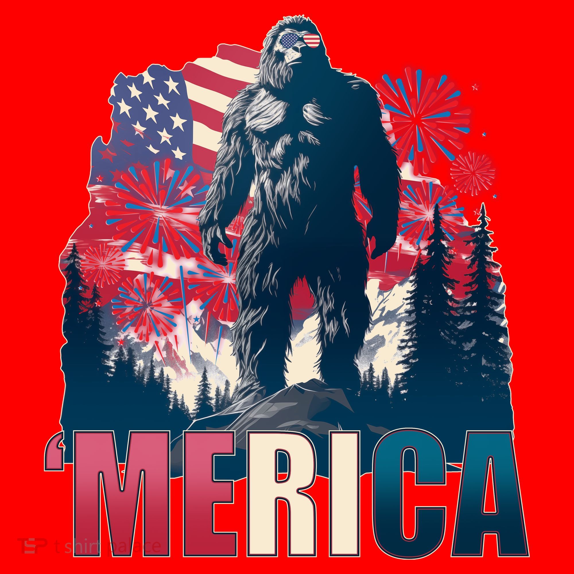 Patriotic Merica Bigfoot Sasquatch Santa Hat