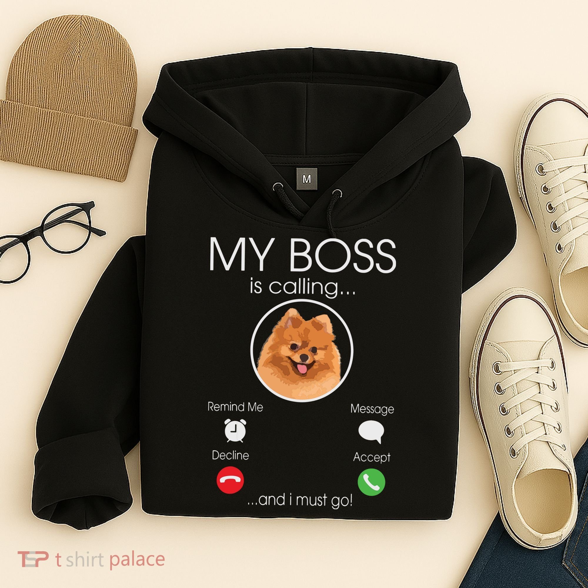 Pomeranian My Boss Hoodie