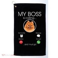 Pomeranian My Boss Golf Towel thumb 0