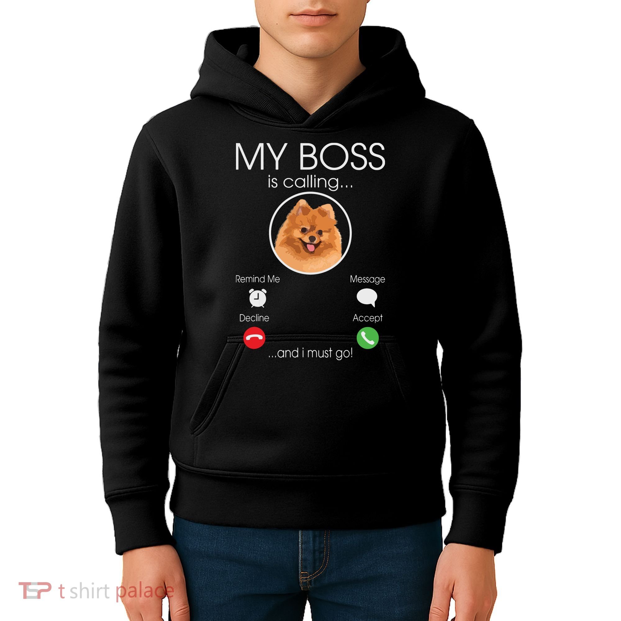 Pomeranian My Boss Kids Hoodie