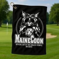 Proud Maine Coon Cool Cat Golf Towel thumb 1