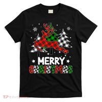Plaid Merry Christmas Reindeer Tree Family Matching Pajamas T-Shirt thumb 0