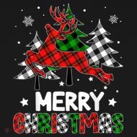 Plaid Merry Christmas Reindeer Tree Family Matching Pajamas T-Shirt thumb 7