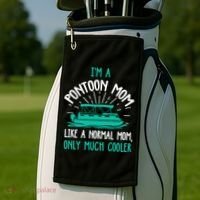 Pontoon Mom Cool Gift Funny Boating Pontoon Lover Mother Gift Cool Gift Golf Towel thumb 2