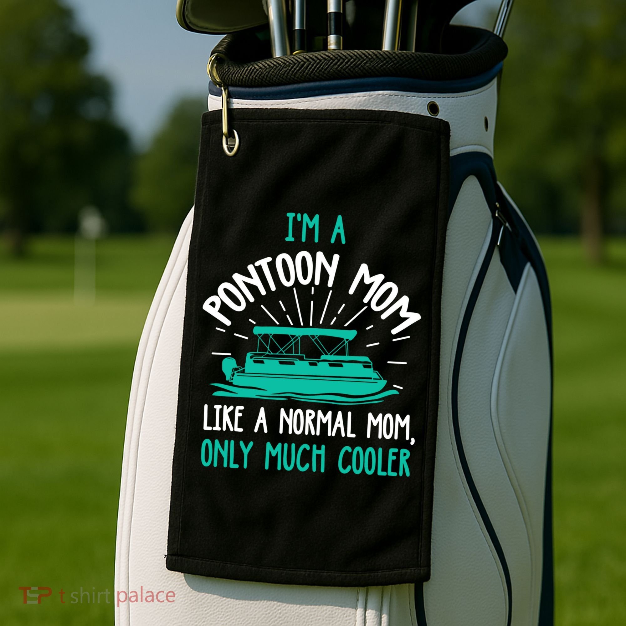 Pontoon Mom Cool Gift Funny Boating Pontoon Lover Mother Gift Cool Gift Golf Towel