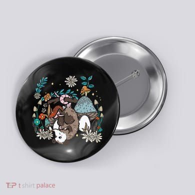 Possum Mushroom Cottagecore Aesthetic Opossum Whisperer Button