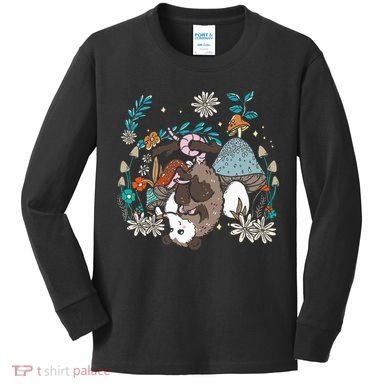 Possum Mushroom Cottagecore Aesthetic Opossum Whisperer Kids Long Sleeve Shirt